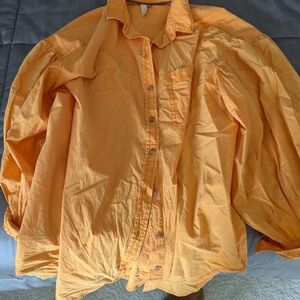 Orange Pilcro puff sleeve oversized blouse